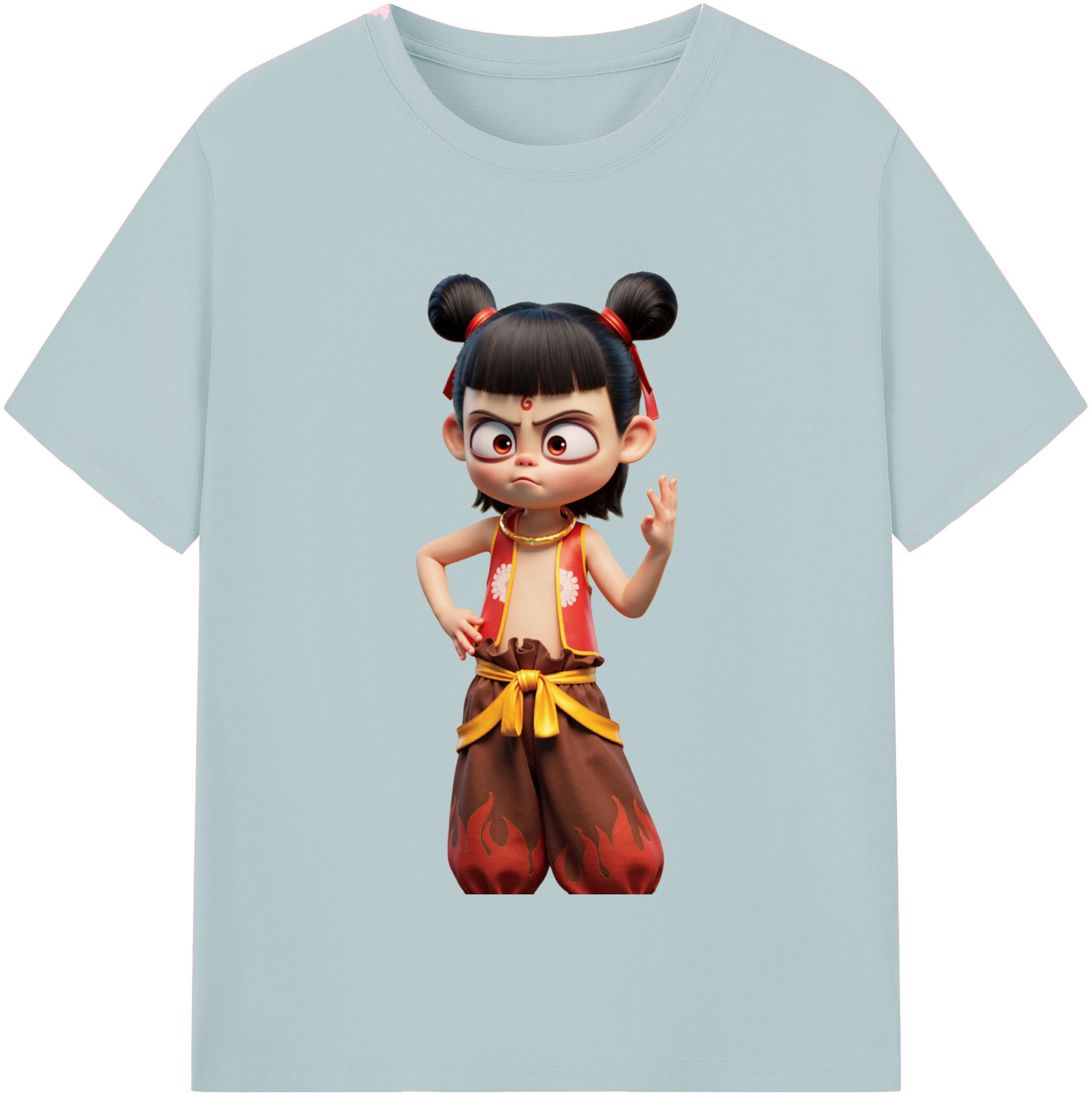 （画像用） Ne Zha 2 ナタ 魔童の大暴れ 綿100％半袖Tシャツ（フロントプリント）